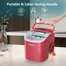 EUHOMY Countertop Ice Maker Machine with Handle, 26lbs Per Day, 9 Ice Cubes Ready in 6 Mins, Auto-Cleaning Portable Ice Maker with Basket and Scoop, for Home/Kitchen/Camping/RV (Red) by CozyNest Decor