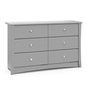 Storkcraft Crescent 6 Drawer Double Dresser (Pebble Gray) – GREENGUARD Gold Certified, Nursery Dresser for Kids Bedroom by TinyTreasures Baby Boutique