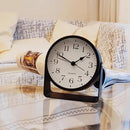 Small Desk Analog Alarm Clock Battery Powered Mini Metal Nightstand Shelf Clock with Light Side Table Decor Mid Century Cute Alarm Clock for Heavy Sleepers Bedrooms Desktop Living Room Bathroom by CozyNest Decor