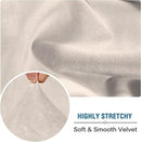 H.VERSAILTEX Velvet Stretch Individual Couch Cushion Cover Plush Slipcover for Loveseat Sofa Furniture Protector Seat Cover (1 Piece Loveseat Cushion Cover, Ivory) by CozyNest Decor