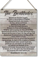 Inspirational Bible Gift Signs the Beatitudes Blessed are the Poor in Spirit for Theirs is the Kingdom of Heaven Wooden Hanging Sign Religious Scripture Art Wall Home Decoration 10 x 8 Inches by CozyNest Decor