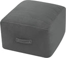 MeMoreCool Square Stuffed Pouf Ottoman Foot Rest, Floor Pouf Foot Stool with Foam Chunk Filling, Soft Stuffed Ottoman Footrest for Living Room, Dark Grey by CozyNest Decor