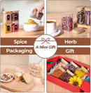 Comsaf Spice Jars with Label，8 oz Small Glass Jars with Lids, 6 Pcs Seasoning Containers, Rectangle Glass Containers with Lids, Empty Seasoning Jars for Pantry Storage, Loose Tea, Herbs, Powders, Salt by CozyNest Decor
