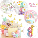 Pastel Balloons 8th Birthday Decorations for Girls, 219 Pastel Balloon Garland Kit with Flowers, Happy Birthday Banner, Cake Topper, 3D Butterflies, Number 8 Balloon for PastelBirthday Decorations by TinyTreasures Baby Boutique