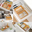 Silverware Tray for Drawer, Stackable Kitchen Bamboo Drawer Organizer 9" x 6" x 2" Set of 2 by CozyNest Decor