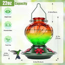 BOLITE Hummingbird Feeder, Glass Hummingbird Feeders for Outdoors Hanging, 22 Ounce, Five Feeding Ports with Perch, Peony Flower Shape, Orange and Green, Gifts for Women Men, Gifts for Mom Dad by GreenHaven Gardens