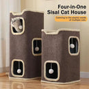 Empet Cat House for Indoor Cats Beds, Multi-Level Cat Condo, Foldable Cave Bed Brown, 2L by CozyNest Decor