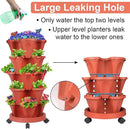 Vertical Planter, 5 Tier Stackable Strawberry Planter with Garden Tool Set, Movable Indoor/Outdoor Garden Herb Pot for Growing Vegetables and Succulents, Red by GreenHaven Gardens
