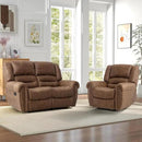 CANMOV Manual Reclining Sofa Set,Faux Leather Manual Recliner Loveseat and Recliner Chair with Overstuffed Armrest for Living Room,Bedroom Furniture,Office,Nut Brown by CozyNest Decor
