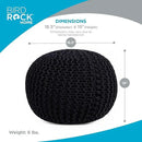 BIRDROCK HOME Round Pouf Ottoman | Cotton Braided Foot Stool with Bean Bag Filling | Boho Foot Rest for Living Room & Bedroom | Compact & Comfortable Seating, Lightweight & Soft | Black by CozyNest Decor