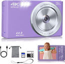 Digital Camera, 44MP FHD 4K Vlogging Camera for Kids Point and Shoot Cameras with 64GB Card, 16X Zoom Portable Compact Small Camera Gifts for Teens Boys Girls Adult Beginner by TinyTreasures Baby Boutique