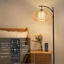 Arc Floor Lamps for Living Room Bedroom Rattan Boho Floor Lamp with Remote Control,Dimmable Led Standing Lamp Wicker Lamp Shade Rustic Tall Floor Lamp Modern Flower Lamp for Bedroom Corner by CozyNest Decor