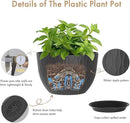 12 Inch Large Plant Pots for Indoor or Outdoor Plants, Wide Water Ripples Flower Pots with Drainage Holes & Saucer, Plastic Planters Set for Garden & Home Decor (Black) by GreenHaven Gardens