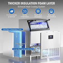 Commercial Ice Maker Machine 350 LBS/24H, 136 Ice Trays Freestanding & Undercounter Ice Machine Stainless Steel with 60 LBS Ice Storage Capacity, Ice Maker with Water Line and Filter, Dual Water Inlet by CozyNest Decor