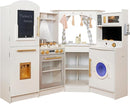Large Wooden Corner Play Kitchen Sets with Ice Maker,Water Dispenser,Bread Maker,Washing Machine,Electronic Display,Toy Sink with Running Water,Stove with Light&Sounds, Birthday Gift for 3+Boys Girl by TinyTreasures Baby Boutique