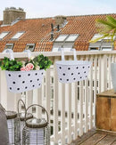 vensovo Metal Railing Planter for Outdoor Plants - 3 Pack Balcony Hanging Flower Pots with Detachable Hooks and Drain Holes Oval Bucket Rail Box Fence Planters for Home Garden Decor, White with Spot by GreenHaven Gardens