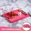 Ottoman Tray | Coffee Table Tray Decorative, Serving Tray with Handles - 17x13 Inch Wood Tray for Coffee Table Tray - with 4 Wooden Coasters -Tray for Ottoman, Breakfast by CozyNest Decor