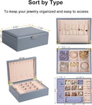 Small Jewelry Organizer for Women, 2-Layer Travel Jewelry Box with Portable Case, Necklace Ring Storage for Dresser, Girls Teens Gifts (Grey) by TinyTreasures Baby Boutique