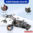 4DOF Robotic Arm Kit for Kids Compatible with Arduino IDE, Programming ESP32 Smart Robot Arm Building Kit STEM Educational Desktop Toy with Joystick and Web App Control for Children Ages 8+ and Adults by TinyTreasures Baby Boutique