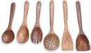 Wooden Spoons for Cooking Utensils Set with Holder, Spoon Rest & Hooks, Teak Wood Nonstick Kitchen Cookware by CozyNest Decor