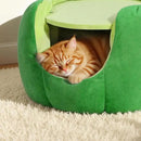 Cat Houses for Indoor Cats, Small Cat Tree with Sisal Ropes and Plush Perch, Cute Cat Bed Cave with Soft Pillow, Cactus Design by CozyNest Decor