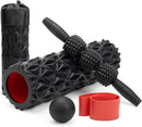5 in1 Foam Roller Set, Trigger Point Foam Roller, Massage Roller Stick, Massage Ball, Resistance Band for Deep Muscle Massage Pilates Yoga,Fitness Exercise for Whole Body (Pure Black) by CozyNest Decor