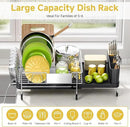 Dish Drying Rack, Expandable Stainless Steel Dish Rack with Drainboard Set Kitchen Sink Organizer for Counter, Large Capacity Kitchen Accessories, Smooth Water Flow by CozyNest Decor