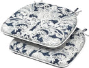 Indoor/Outdoor Chair Cushions 16x17 Inch, Patio Chair Cushions with Ties, All Weather Seat Cushions for Patio Furniture Home Garden Chair Use, Set of 2,Damask Lapis by GreenHaven Gardens