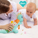 Baby Dino Plush Soft Stuffed Animal Toy for 0-3-6-12+ Months,Infant Musical Toy with Rattle,Squeaker,Sensory Crinkle,Teether & Textures,Tummy Time Toys Christmas Baby Gift for Newborn Girl Boy (Blue) by TinyTreasures Baby Boutique