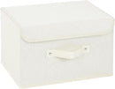Storage Boxes, Collapsible Storage Bins with Lids, Cotton and linen cloth Storage Baskets with Handle, for Books, Closet, Bedroom, Home, 13x9.1x7.9 in, Beige by CozyNest Decor