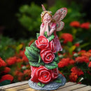 Solar Garden Outdoor Statues Cute Flower Fairy with 7 LED Solar Figurine for Lawn,Patio, Balcony, Yard Unique Housewarming Gift, for Woman, Mom, Grandma by CozyNest Decor