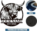 Personalized Highland Cow Name metal Signs,Custom Highland Cow Metal Shed Wall Decor,Black Metal Wall Art Plaques Outdoor wall Decorative Signage (Style F) by CozyNest Decor