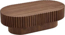 43.7" Oval Coffee Table for Living Room,Modern Handcraft Drum Coffee TableSmall Wooden Coffee Table with Sturdy Pedestal Easy Assembly for Office-Walnut by CozyNest Decor