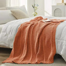 Amélie Home Chenille Knit Throw Blanket for Couch, Chevron Texture Decorative Soft Blanket for Sofa, Bed & Chair, 50"x60", Burnt Orange by CozyNest Decor