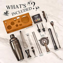 Bartender Kit Cocktail Shaker Set with Stand Bar Tool Bar Set for Drink Mixing Home Bartending Kit 17-Piece Bar Cart Accessories: Martini Shaker, Mixer Spoon, Jigger, Muddler, Strainer & Recipes Gifts by CozyNest Decor