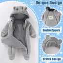 Fairy Baby Newborn Baby Winter Snowsuit Bear Thick Romper Footie Double Zip Hooded Jumpsuit Fleece Coat Infant Boy Girl 0-12M by TinyTreasures Baby Boutique