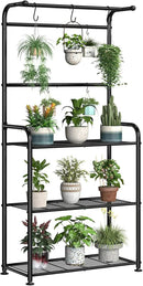 Plant Stand Indoor Outdoor, Heavy Duty Metal 3 Tiered Tall Hanging Plant Shelf for Multiple Flower Planter Holder 67" Large Rack for Living Room Garden Balcony, Black by GreenHaven Gardens