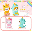 Crochet Kit for Beginners - 3 PCS Unicorn Cat Crochet Kits with Step-by-Step Video Tutorials, Beginner Crochet Kit for Adults Kid, Crochet Animal Kit for Starters, Cat Dressed as Unicorn Set by TinyTreasures Baby Boutique