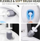Silicone Toilet Brush and Holder Set with L-Shaped Brush Head, Wall Mounted Toilet Brush Set with Long Non-Slip Handles, Compact Toilet Bowl Cleaner Brush Suitable for RV Trailers & Bathroom (1 Pack) by CozyNest Decor