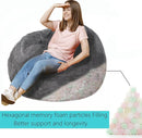 Bean Bag Chair 3Ft Luxurious Faux Rabbit Fur Memory Foam Bean Bag Chairs for Adults/Teens with Filling,Ultra Soft Faux Fur Fabric, Round Fluffy Sofa for Living Room Bedroom College Dorm (Blue) by TinyTreasures Baby Boutique