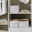 TheWarmHome Storage Bins for Shelves - Medium 3Pack 13.8L*9.8W*6.7H inch Fabric Storage Cubes Canves Storage Basket for Organizing Toys Baby Clothes Gift Dog (White) by CozyNest Decor