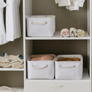 TheWarmHome Decorative Basket for Organizing - Medium-1Pack 13.8L*9.8W*6.7H Rectangular Fabric Storage Bin Organizer Basket with Handles for Clothes (White) by CozyNest Decor
