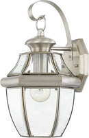 Livex Lighting 2151-91 Monterey 1 Light Outdoor Brushed Nickel Finish Solid Brass Wall Lantern with Clear Beveled Glass 13" x 8.5" x 8.25" by GreenHaven Gardens