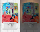 Lady with her Boston Terrier Ceramic Night Light Compact, UL-Certified, Ideal for Bedroom, Bathroom, Nursery, Hallway, Kitchen, 6x4x3, Multicolor