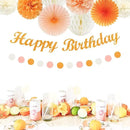Orange Hippie Birthday Party-Decorations Paper-Flowers - 14pcs Happy Banner Fall Honeycomb Tissue Pom Poms,Boho Streamers Garland Fans,Sweet Peach Groovy Sunset Groovy Hanging Supplies Decor Hugfond by CozyNest Decor