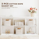 danpinera Set of 3 11 Inch Storage Baskets, Cube Storage Bins, White Woven Baskets with Stable Leather Handles, Square Cotton Rope Bins for any Room, Easy to Recover by TinyTreasures Baby Boutique