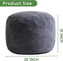 HIGOGOGO Round Stuffed Pouf Ottoman, Corduroy Poufs with Foam Chunk Filling, Furry and Fluffy Pouf Foot Stool Storage Ottoman, 20 X 15 Floor Poufs Foot Rest for Living Room, Dark Grey by CozyNest Decor