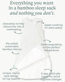 Supersoft Sleep Sack 1.0 TOG, Premium Bamboo Viscose Baby Sleeping Bag 2-Way Zipper Sleep Sack Baby Wearable Blanket by TinyTreasures Baby Boutique