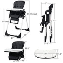 INFANS 4 in 1 High Chair–Booster Seat, Convertible Highchair w/Adjustable Height and Recline,Removable Tray,DetachableCushion, Installation-Free,Simple Fold for Baby, Infant& Toddler by TinyTreasures Baby Boutique