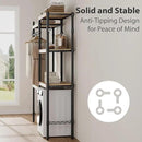 CABIHOME 5-Tier Over-The-Washer Shelf - Adjustable Height Laundry Organizer Space Saver, Double-Layer 100lb Shelves, 2 Hooks for Bathroom/Balcony (Natural& Black) by CozyNest Decor